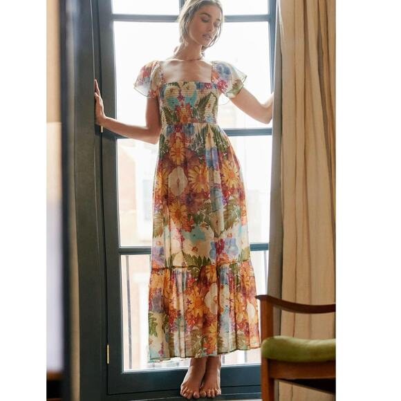 Anthropologie Dresses & Skirts - Moxy Collective Smocked Floral ‘Sleep Dress’ Lightweight, Soft Dress